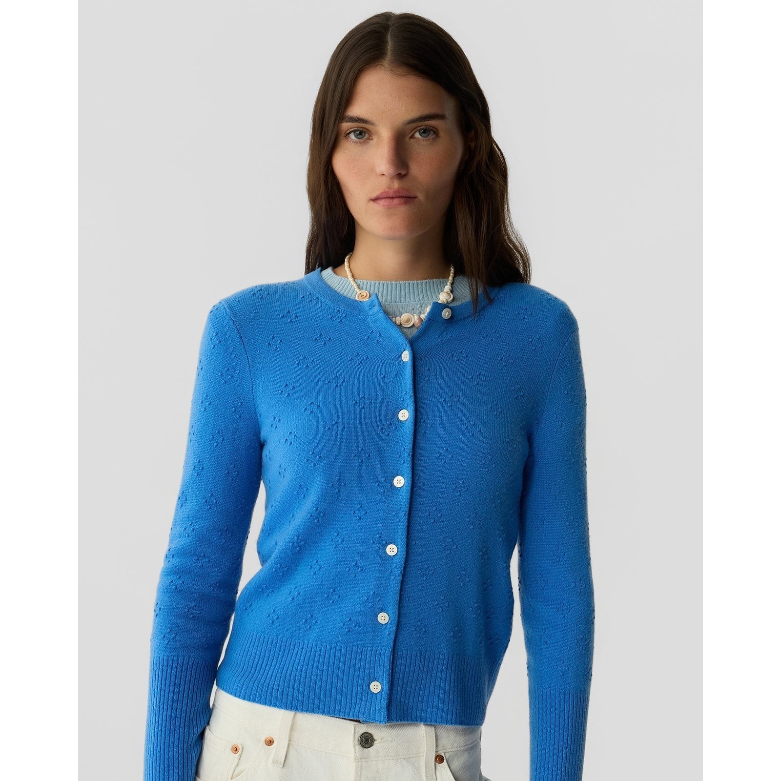 Guest In Residence Compass Jane Cashmere Cardigan Sweater In Sail Blue Size Xs